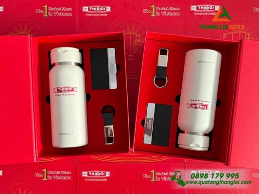 GST 30 – Bộ Quà Tặng - VIP (Bình Lock&Lock+Namecard+Móc Khóa) - In Logo Doanh Nghiệp
