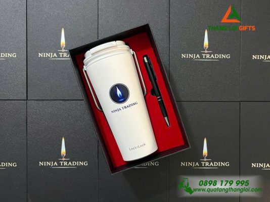 GST 40 - Set Quà Tặng Cao Cấp (Bình Lock&Lock + Bút) - In Khắc Nội Dung Theo Yêu Cầu