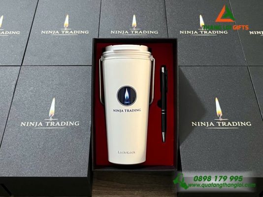 GST 40 - Set Quà Tặng (Bình Lock&Lock + Bút) - In Khắc Nội Dung Theo Yêu Cầu