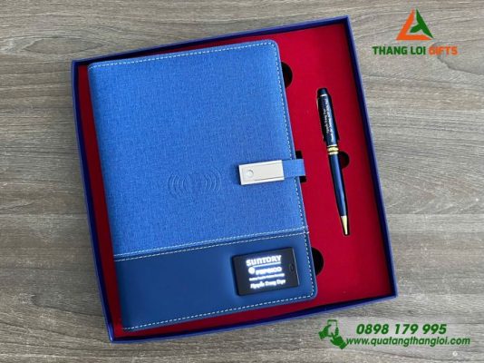 GST 38 - Bộ Quà Tặng VIP (Sổ Tay Đa Năng+Bút Ký) - In Logo Doanh Nghiệp