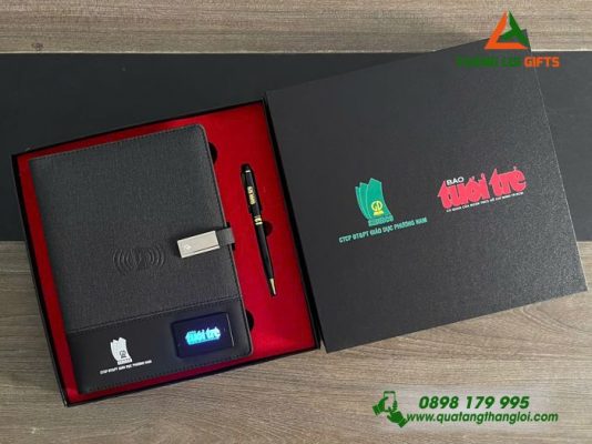 GST 38 - Bộ Quà Tặng VIP (Sổ Tay Đa Năng+Bút Ký) - In Logo Doanh Nghiệp