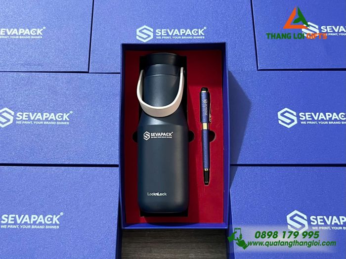 GST 50 - Set Quà Tặng (Bình Lock&Lock+Bút Ký) - In Khắc Logo Theo Yêu Cầu