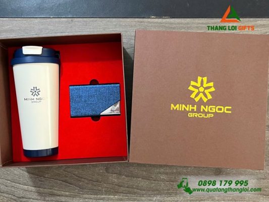 GST 57 - Bộ Quà Tặng (Ly Giữ Nhiệt+Hộp Namecard) - In Logo Doanh Nghiệp