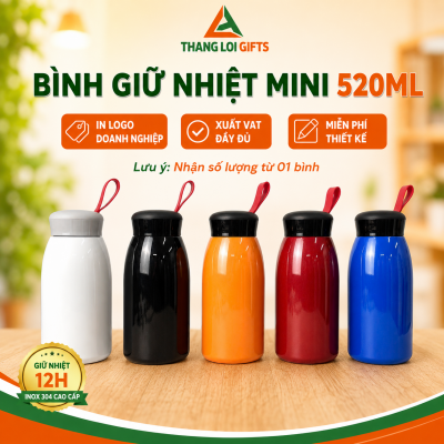 BGN 09 - Bình Giữ Nhiệt Mini 520ml In Khắc Logo Theo Yêu Cầu