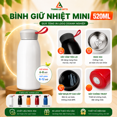 BGN 09 - Bình Giữ Nhiệt Mini 520ml In Khắc Logo Theo Yêu Cầu