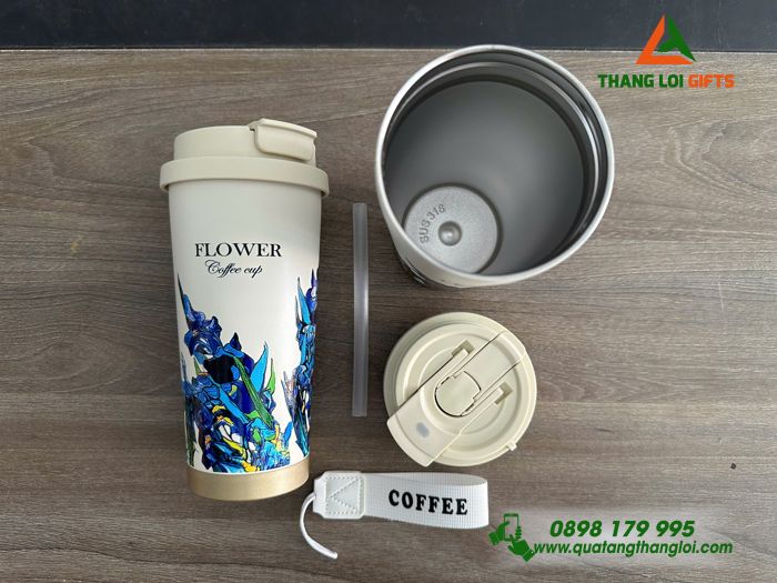 Ly Giữ Nhiệt COFFEE CUP In Logo: Hoa Tulip Tươi Mới, Đẳng Cấp Thương Hiệu