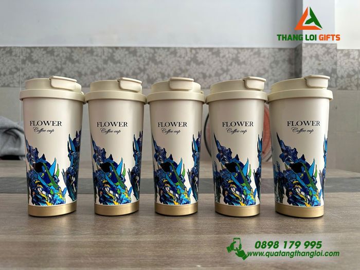 Ly Giữ Nhiệt COFFEE CUP In Logo: Hoa Tulip Tươi Mới, Đẳng Cấp Thương Hiệu