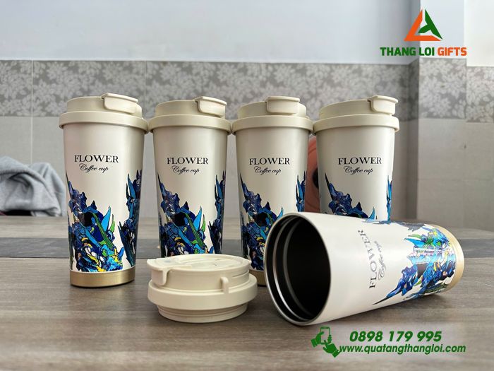 Ly Giữ Nhiệt COFFEE CUP In Logo: Hoa Tulip Tươi Mới, Đẳng Cấp Thương Hiệu