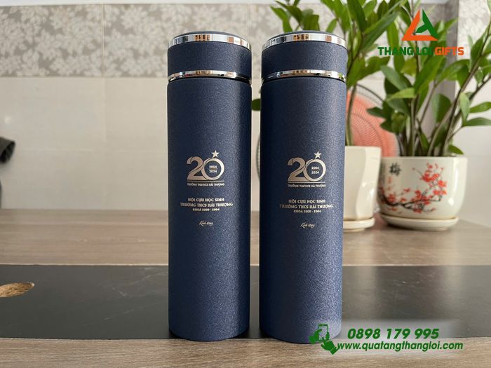 Bình Giữ Nhiệt Sơn Nhám Cao Cấp Khắc Nội Dung THCS HẢI THƯỢNG Làm Qùa Tặng Trường Học