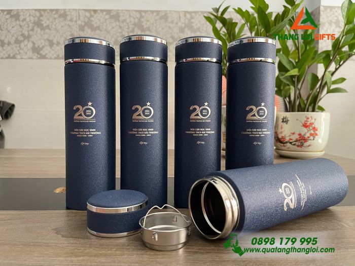 Bình Giữ Nhiệt Sơn Nhám Cao Cấp Khắc Nội Dung THCS HẢI THƯỢNG Làm Qùa Tặng Trường Học