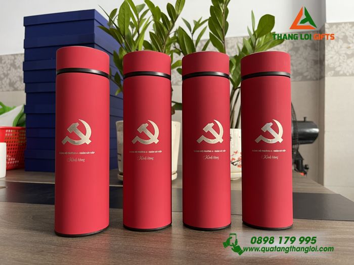 BÌNH GIỮ NHIỆT INOX KHẮC LOGO ĐẢNG BỘ PHƯỜNG - QUÀ TẶNG Ý NGHĨA