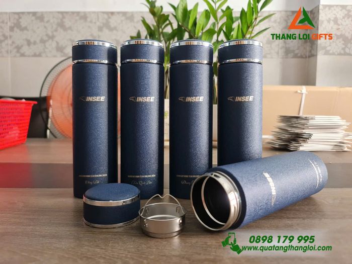Bình Giữ Nhiệt Sơn Nhám 2 Vạch Khắc Logo INSEE Làm Qùa Tặng