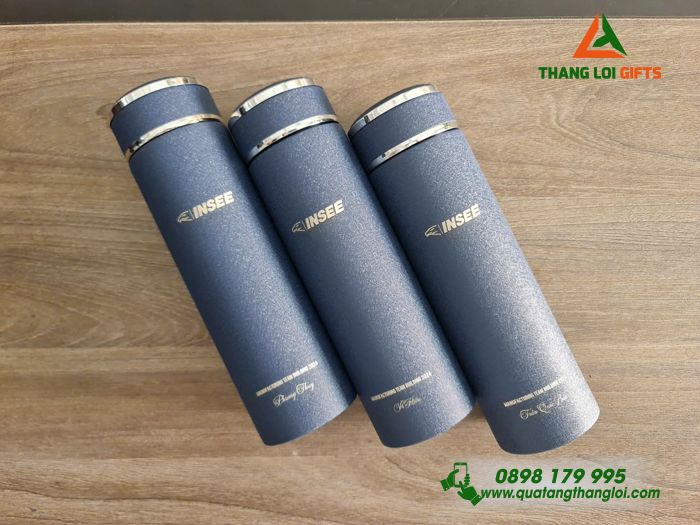 Bình Giữ Nhiệt Sơn Nhám 2 Vạch Khắc Logo INSEE Làm Qùa Tặng