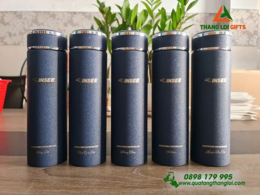 Bình Giữ Nhiệt Sơn Nhám 2 Vạch Khắc Logo INSEE Làm Qùa Tặng