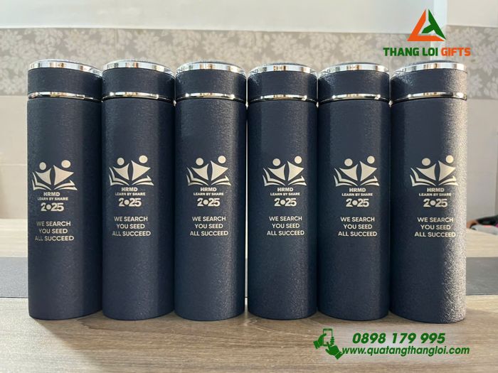 Bình Giữ Nhiệt Inox Cao Cấp Màu Xanh Navy Khắc Logo HRMD