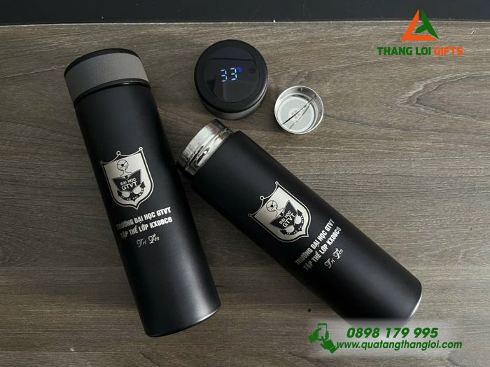 BÌNH GIỮ NHIỆT MÀN HÌNH LED KHẮC LOGO TRƯỜNG ĐẠI HỌC GTVT