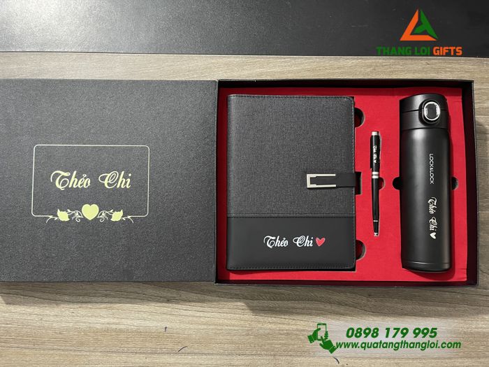 BỘ QUÀ TẶNG GIFTSET IN KHẮC LOGO BÌNH GIỮ NHIỆT LOCK&LOCK - BÚT KÝ - SỔ TAY