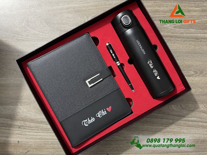 BỘ QUÀ TẶNG GIFTSET IN KHẮC LOGO BÌNH GIỮ NHIỆT LOCK&LOCK - BÚT KÝ - SỔ TAY