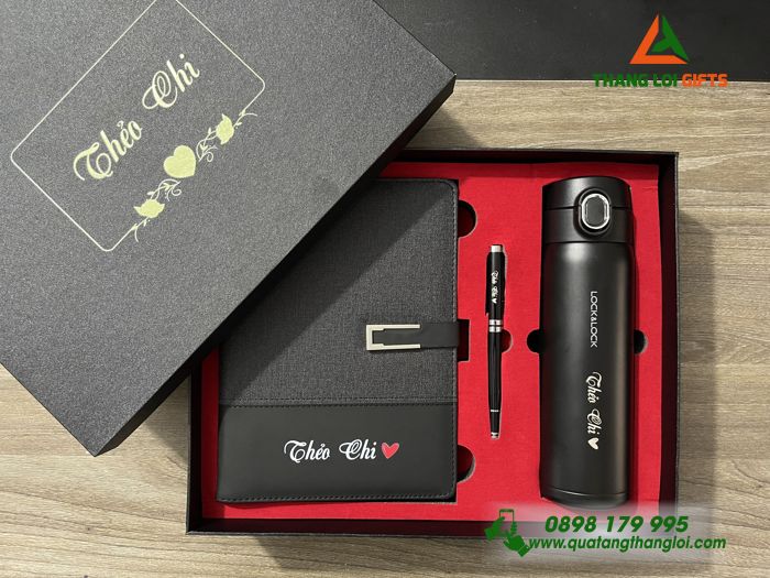 BỘ QUÀ TẶNG GIFTSET IN KHẮC LOGO BÌNH GIỮ NHIỆT LOCK&LOCK - BÚT KÝ - SỔ TAY
