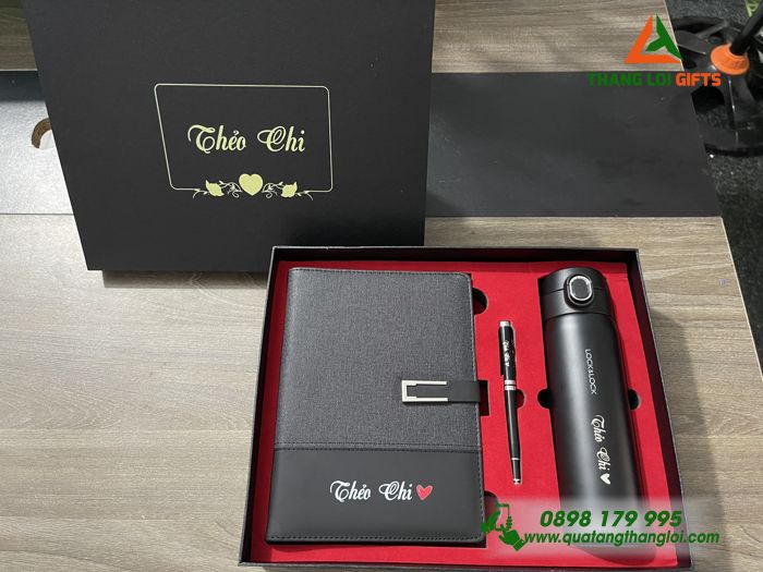 BỘ QUÀ TẶNG GIFTSET IN KHẮC LOGO BÌNH GIỮ NHIỆT LOCK&LOCK - BÚT KÝ - SỔ TAY