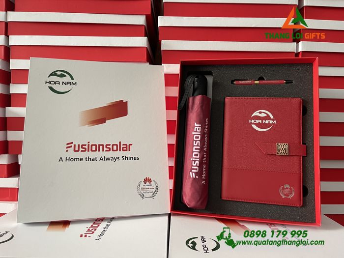 Bộ Qùa Tặng Giftset In Ấn Nội Dung Logo FUSIONSOLAR - Làm Qùa Tặng Doanh Nghiệp