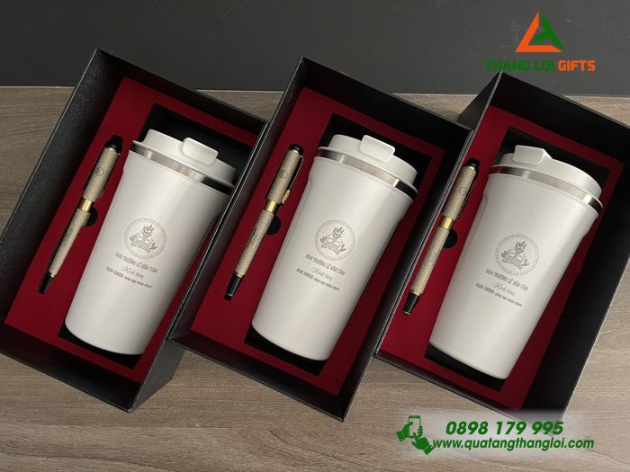 Bộ Qùa Tặng Giftset Ly Giữ Nhiệt Bút Cao Cấp In Khắc Nội Dung Làm Qùa Tặng Tri Ân Trường Học