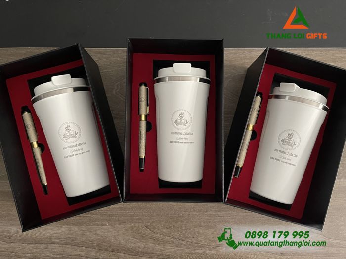 Bộ Qùa Tặng Giftset Ly Giữ Nhiệt Bút Cao Cấp In Khắc Nội Dung Làm Qùa Tặng Tri Ân Trường Học