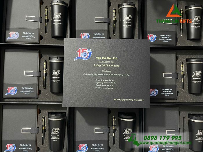 Bộ Qùa Tặng Giftset Sổ tay + Bút ký + Bình giữ nhiệt In Khắc Nội Dung Làm Qùa Tặng Tri Ân Trường Học