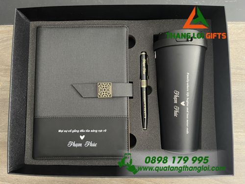 BỘ QUÀ TẶNG GIFTSET IN KHẮC LOGO - BÌNH GIỮ NHIỆT LOCK&LOCK - BÚT KÝ - SỔ TAY