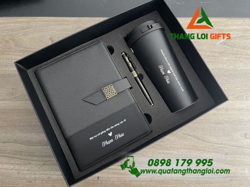 BỘ QUÀ TẶNG GIFTSET IN KHẮC LOGO - BÌNH GIỮ NHIỆT LOCK&LOCK - BÚT KÝ - SỔ TAY