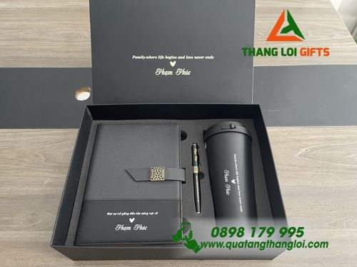 BỘ QUÀ TẶNG GIFTSET IN KHẮC LOGO - BÌNH GIỮ NHIỆT LOCK&LOCK - BÚT KÝ - SỔ TAY