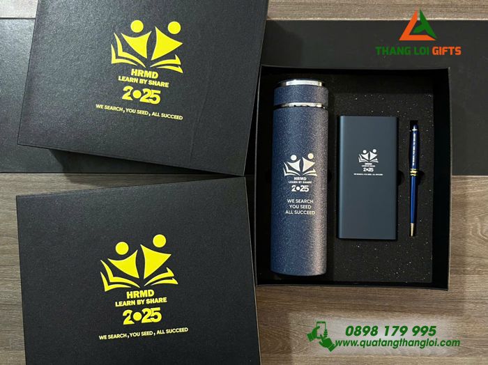 Bộ Qùa Tặng Giftset 3 Món Cao Cấp In Khắc Nội Dung Và Logo HRMD 