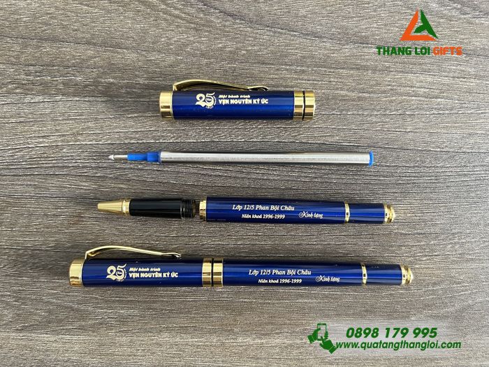 BÚT KÝ KIM LOẠI KHẮC LOGO TRƯỜNG HỌC PHAN BỘI CHÂU - NGUYÊN VEN KÝ ỨC