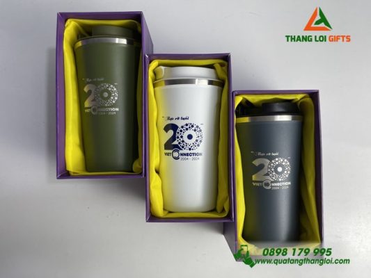 LY GIỮ NHIỆT IN KHẮC LOGO VIET CONNECTION - QUÀ TẶNG SANG TRỌNG
