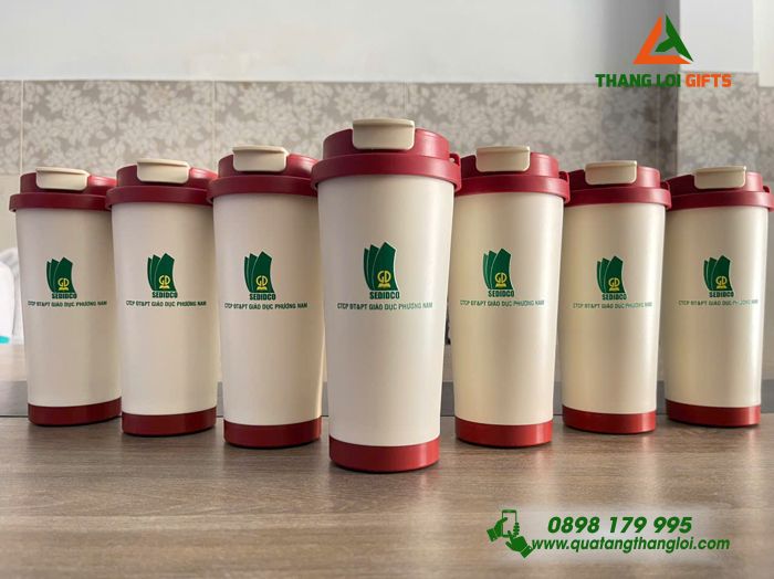 Ly Giữ Nhiệt Màu Trắng In Ấn Logo BÁO TUỔI TRẺ