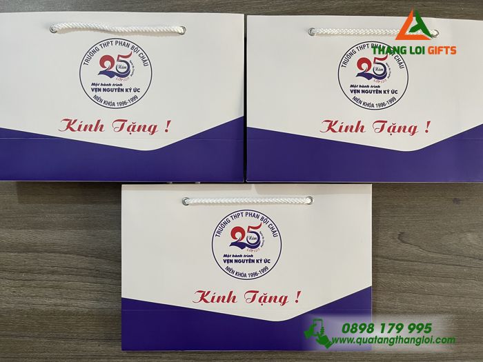 TÚI GIẤY IN ẤN LOGO TRƯỜNG THPT PHAN BỘI CHÂU - QUÀ TẶNG BẢO VỆ MÔI TRƯỜNG