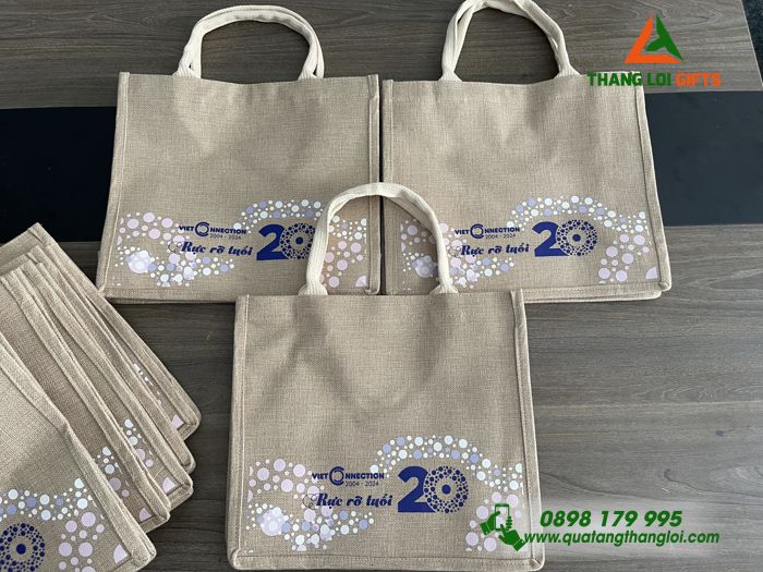 TÚI VẢI ĐAY CAO CẤP IN LOGO VIET CONECTION - QUÀ TẶNG DOANH NGHIỆP