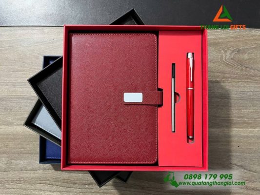 Bộ Qùa Tặng Sổ Tay + Bút Ký In Khắc Logo Theo Yêu Cầu Đa Màu Sắc