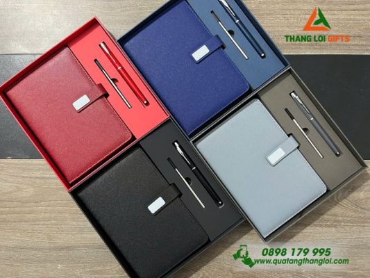 Bộ Qùa Tặng Sổ Tay + Bút Ký In Khắc Logo Theo Yêu Cầu Đa Màu Sắc