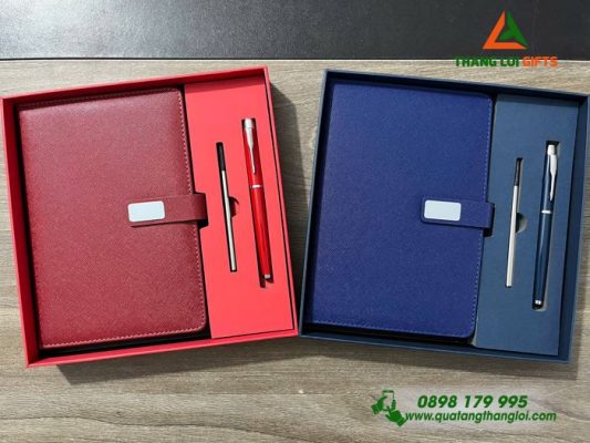 Bộ Qùa Tặng Sổ Tay + Bút Ký In Khắc Logo Theo Yêu Cầu Đa Màu Sắc