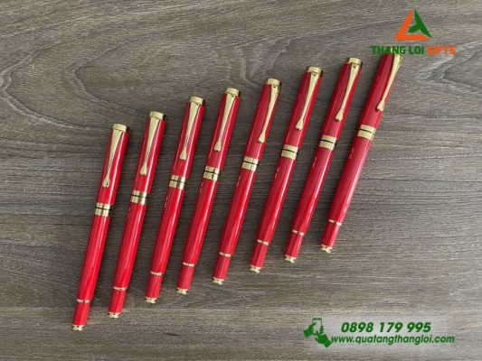 Bút Ký Cao Cấp Màu Đỏ Khoen Vàng In Khắc Nội Dung Theo Yêu Cầu