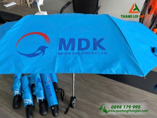 Ô Dù Cầm Tay Màu Xanh Dương In Logo MDK