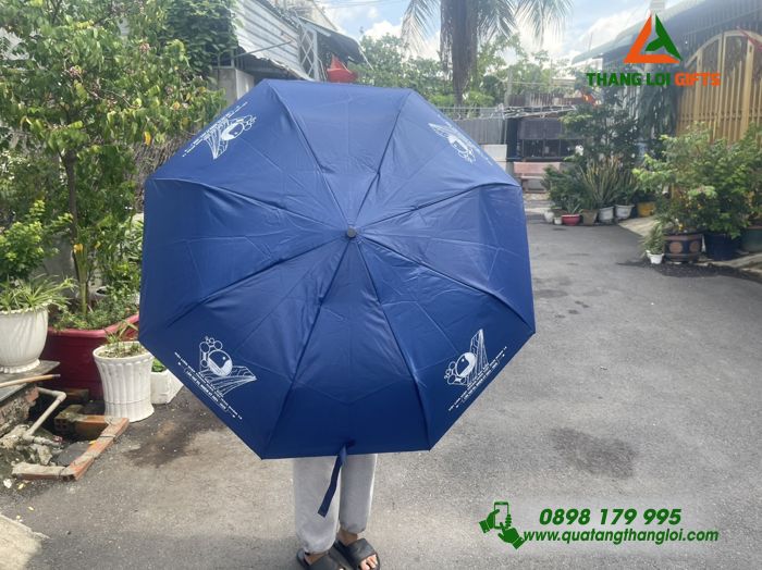DÙ Ô CẦM TAY GẤP 3 IN LOGO ĐẠI HỘI ĐẠI BIỂU: QUÀ TẶNG XANH