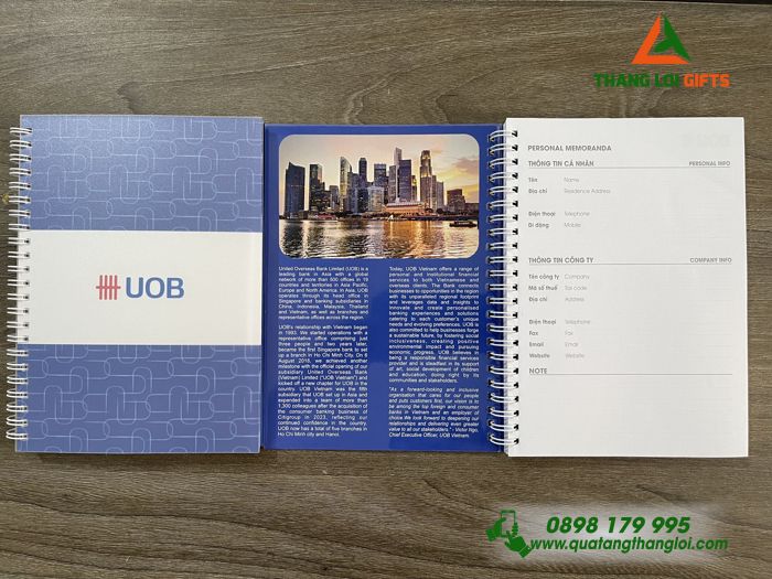 Sổ Tay Lò Xo In Ấn Nội Dung Doanh Nghiệp UOB Theo Yêu Cầu