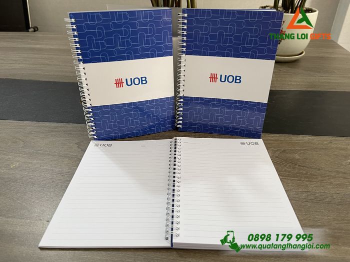 Sổ Tay Lò Xo In Ấn Nội Dung Doanh Nghiệp UOB Theo Yêu Cầu