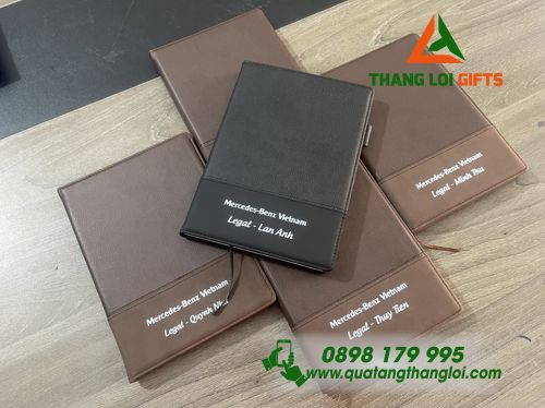 Sổ Tay Da Dán Gáy Màu Nâu In Logo Theo Yêu Cầu