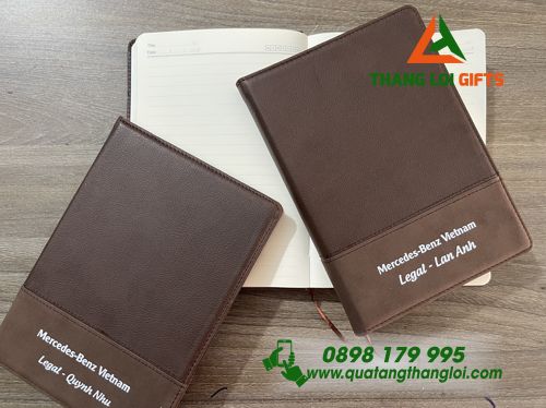 Sổ Tay Da Dán Gáy Màu Nâu In Logo Theo Yêu Cầu