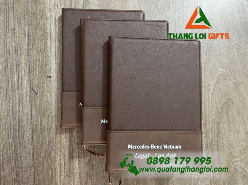 Sổ Tay Da Dán Gáy Màu Nâu In Logo Theo Yêu Cầu