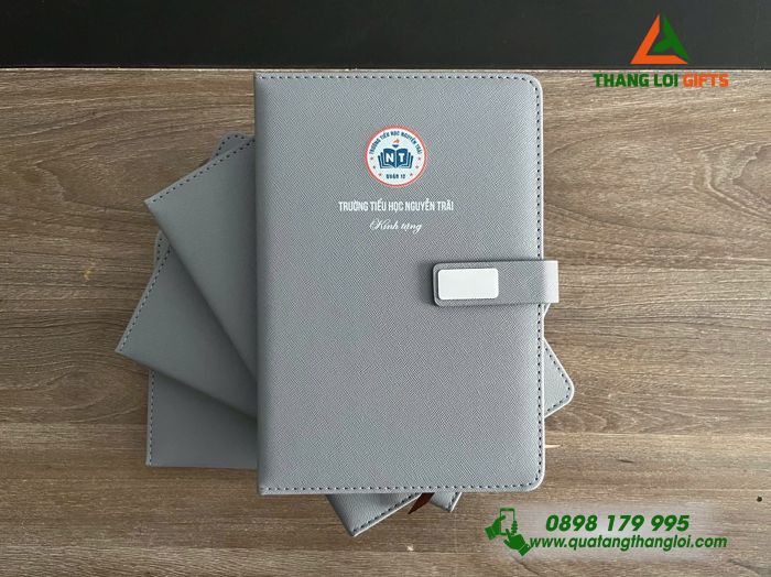 Sổ Tay Da In Logo Trường Tiểu Học Nguyễn Trãi