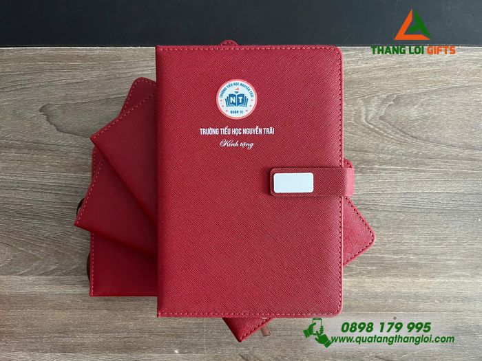 Sổ Tay Da In Logo Trường Tiểu Học Nguyễn Trãi